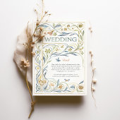 Bezaubernde Jugendstil-Flora und Fauna Hochzeit Einladung