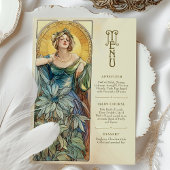 Bezaubernde Jugendstil-Speisekarte Hochzeit Sunlit Einladung