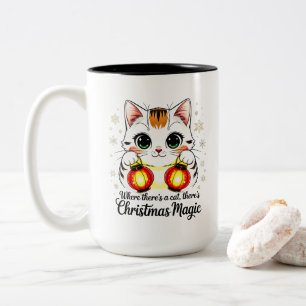 Bezaubernde Katze mit Laternen - Süßes Neujahrsfes Zweifarbige Tasse