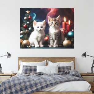 Bezaubernde Katzen von der Weihnachtsbaumkatze Lov Leinwanddruck