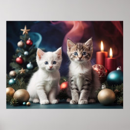 Bezaubernde Katzen von der Weihnachtsbaumkatze Lov Poster