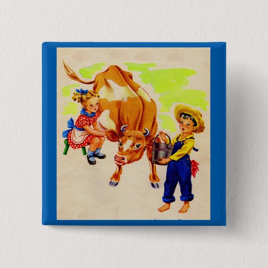 bezaubernde Kinder mit bezaubernder Kuh Button (Vorderseite)