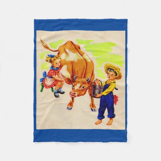 bezaubernde Kinder mit bezaubernder Kuh Fleecedecke (Vorderseite)