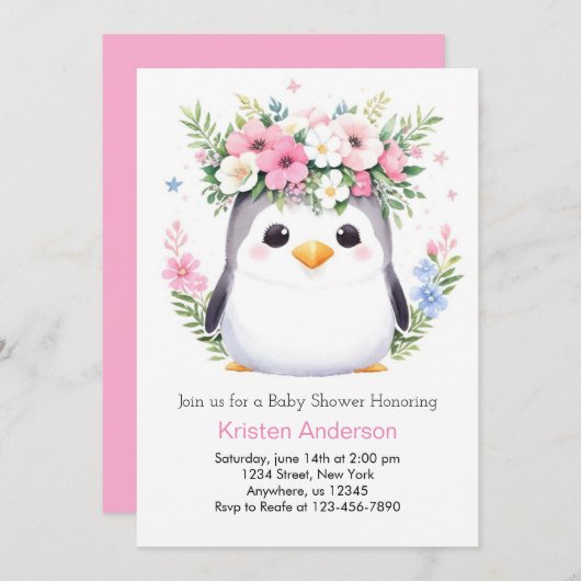 Bezaubernde Kinderdusche für Wasserfarben Einladung (Vorne/Hinten)