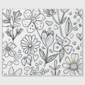 Bezaubernde Kinderzimmer-Blume und Herz-Färbung Geschenkpapier (Flach)