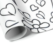 Bezaubernde Kinderzimmer-Blume und Herz-Färbung Geschenkpapier (Rolleneckpunkt)