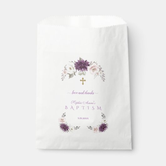 Bezaubernde Lavendel Blush Weiße Bläsertaufe Geschenktütchen (Vorderseite)