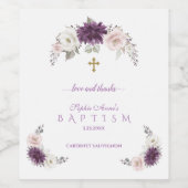 Bezaubernde Lavendel Blush Weiße Bläsertaufe Weinetikett (Einzelnes Label)