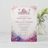 Bezaubernde Lavendel Renaissance Burg Hochzeit Einladung (Stehend Vorderseite)