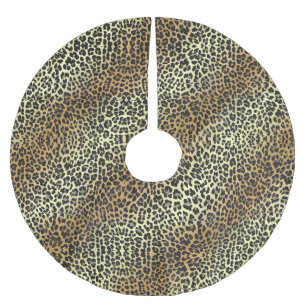 Bezaubernde Leopard-Druck-und Goldfolie Polyester Weihnachtsbaumdecke