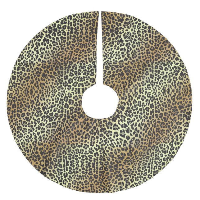Bezaubernde Leopard-Druck-und Goldfolie Polyester Weihnachtsbaumdecke (Vorderseite)