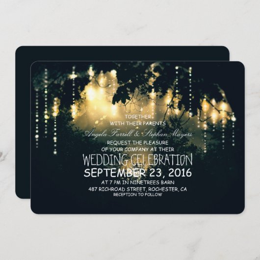 Bezaubernde Lichter Bäume Hochzeitseinladungen Einladung (Vorne/Hinten)