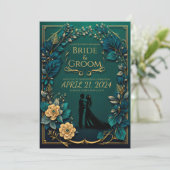 Bezaubernde Liebe: Smaragdgrün und Gold Einladung (Stehend Vorderseite)