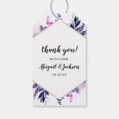 Bezaubernde Lila Gastgeschenk Hochzeit Geschenkanhänger (Rückseite)