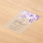 Bezaubernde Lila Rose Moderne Hochzeit Acryleinladungen (Ablage )