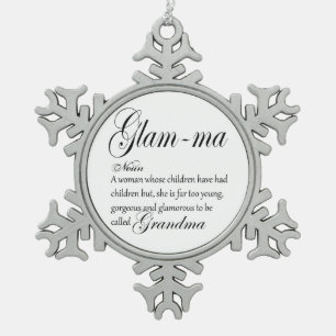 BEZAUBERNDE MA-Großmutterdefinition Schneeflocken Zinn-Ornament
