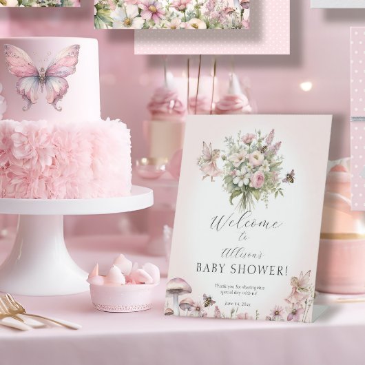 Bezaubernde Märchenbären Blumen Willkommensdusche Sockelschild