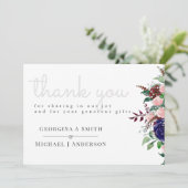 Bezaubernde Marsala Navy Blue Pink Wedding Dankeskarte (Stehend Vorderseite)