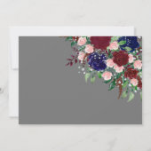 Bezaubernde Marsala Navy Blue Pink Wedding Dankeskarte (Rückseite)