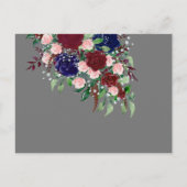 Bezaubernde Marsala Navy Blue Pink Wedding Einladungspostkarte (Rückseite)