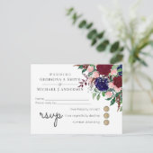 Bezaubernde Marsala Navy Blue Pink Wedding Einladungspostkarte (Stehend Vorderseite)