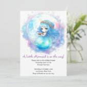 Bezaubernde Mermaid Theme Babydusche Einladung (Stehend Vorderseite)