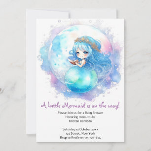 Bezaubernde Mermaid Theme Babydusche Einladung