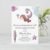 Bezaubernde Mermaids und Quallyfish Babydusche Einladung (Stehend Vorderseite)