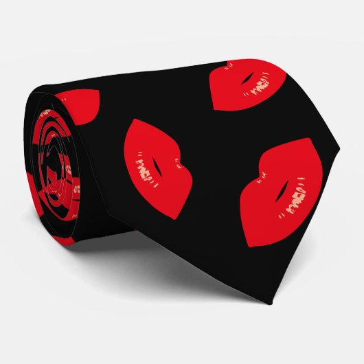 Bezaubernde Mode-rotes Lippenmuster Krawatte (Gerollt)