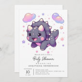 Bezaubernde moderne Dinosaurier Babydusche Einladung (Vorne/Hinten)