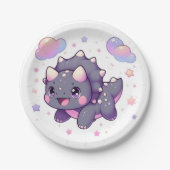 Bezaubernde moderne Dinosaurier Babydusche Pappteller (Vorderseite)