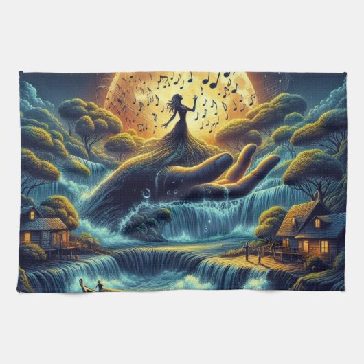 Bezaubernde Mondlichtserenade Geschirrtuch (Horizontal)