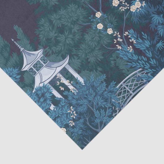 Bezaubernde Moonlit Gardens Chinoiserie Seidenpapier (Ausschnitt)