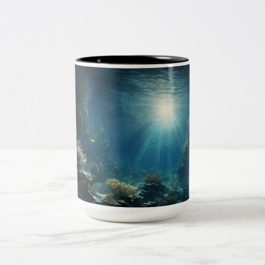 Bezaubernde Moonlit Unterwasser Kelp Forest Art |  Zweifarbige Tasse (Mittel)