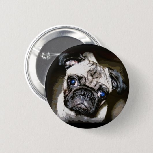 bezaubernde Mops Button (Vorne & Hinten)