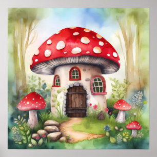 Bezaubernde Mushroom Art Hütte Poster