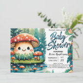 Bezaubernde Mushroom Niedlich Baby Dusche Einladung (Stehend Vorderseite)