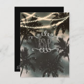 Bezaubernde nächtliche Sky Palm Trees & String Lig Einladungspostkarte (Vorne/Hinten)