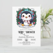 Bezaubernde Niedliche Pinguin-Babydusche Einladung (Stehend Vorderseite)