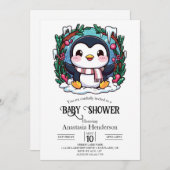 Bezaubernde Niedliche Pinguin-Babydusche Einladung (Vorne/Hinten)