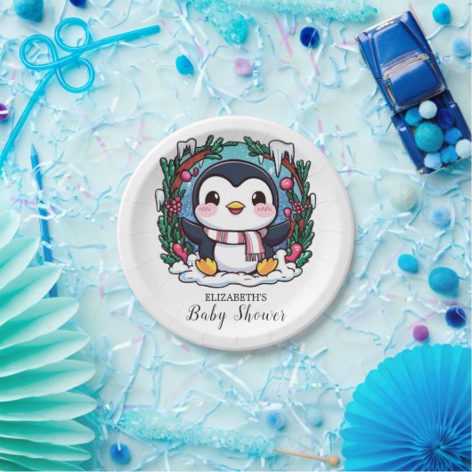 Bezaubernde Niedliche Pinguin-Babydusche Pappteller (Party)