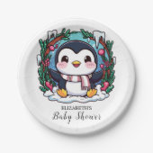 Bezaubernde Niedliche Pinguin-Babydusche Pappteller (Vorderseite)