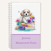 Bezaubernde Niedliche Welpenhunde & Bücher Aquarel (Vorderseite)