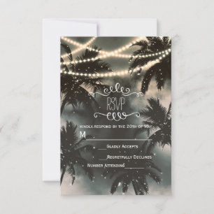 Bezaubernde Night Sky Palm Trees & Lights UAWG RSVP Karte