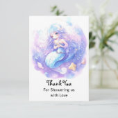 Bezaubernde Ocean Fantasy Mermaid Babydusche Dankeskarte (Stehend Vorderseite)