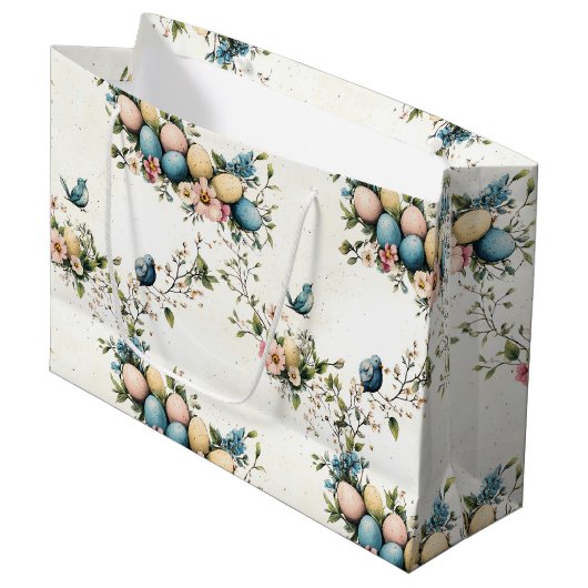 Bezaubernde Ostergeburten und Blütenfrüchte Große Geschenktüte (Vorderseite Schrägansicht)