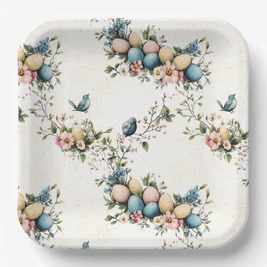 Bezaubernde Ostergeburten und Blütenfrüchte Pappteller (Vorderseite)