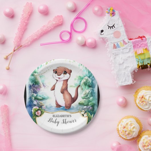 Bezaubernde Otter Baby-Dusche Pappteller (Party)