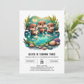 Bezaubernde Otter zum Geburtstag Einladung (Stehend Vorderseite)