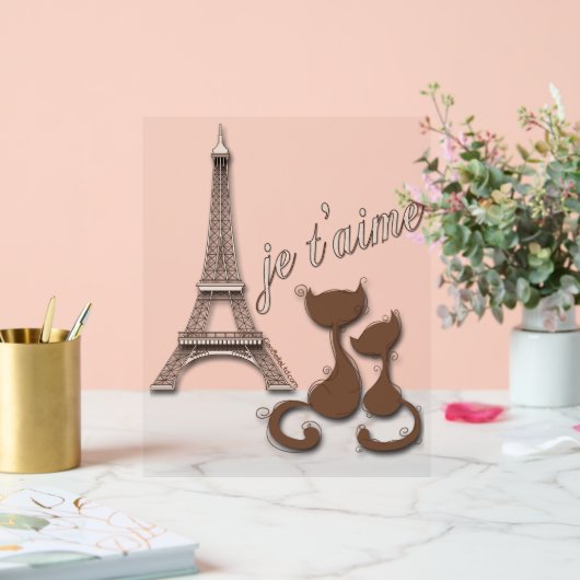 Bezaubernde Pariser Kätzchen Acrylschild (Hochzeit)